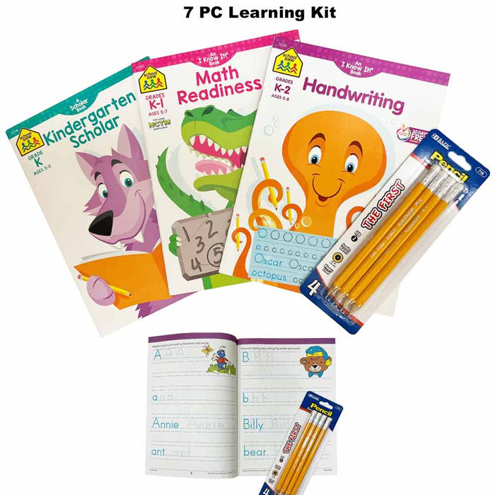 7 PC Learning Activity Books Kids Homeschool Readiness Kindergarten Handwriting