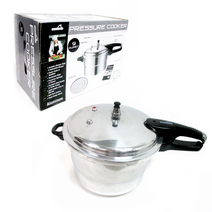 Pressure Cooker 9 Quart Kitchen Cookware Pot Steamer Heavy Duty Aluminum New !