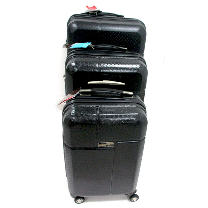 3pc Black Lightweight Spinner Rolling Hard Suitcase Luggage Travel Set TSA Lock