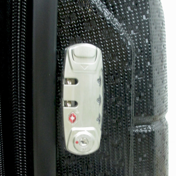 3pc Black Lightweight Spinner Rolling Hard Suitcase Luggage Travel Set TSA Lock