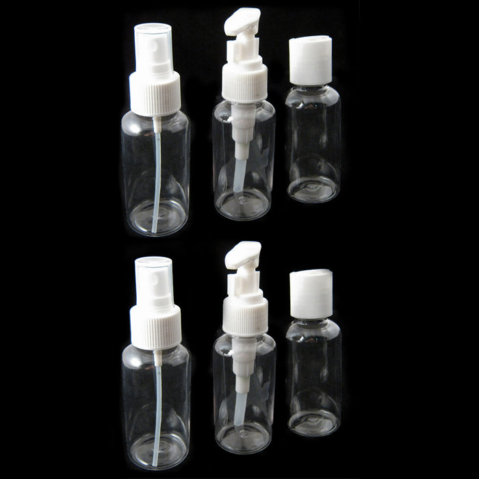 6 PCS Clear Plastic Empty Bottles Refillable Travel Size Containers Toiletry Set