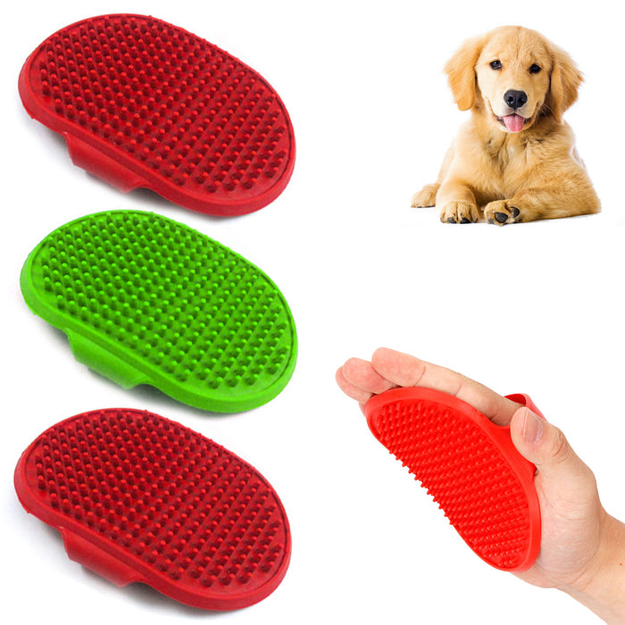 3X Pet Grooming Brush Palm Adjustable Dog Cat Shower Soft Rubber Comb Hair Bath