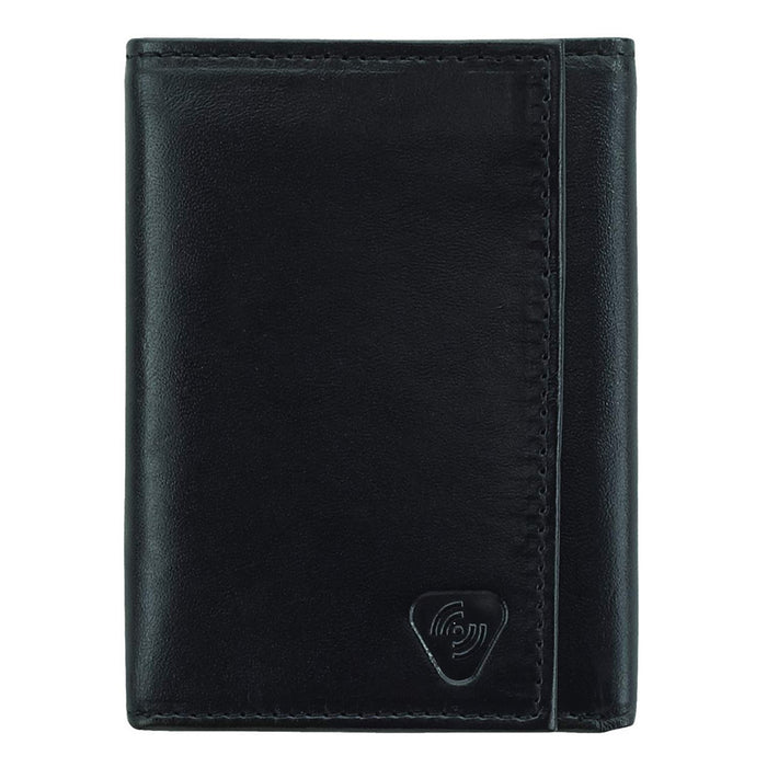 Trifold Leather Black Wallet For Men RFID Slim Design Card Safety Lewis N. Clark