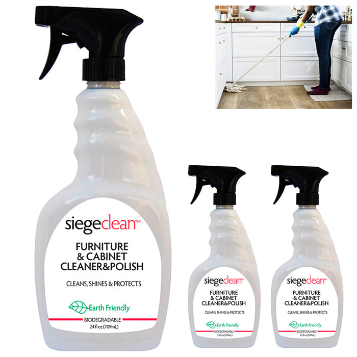 3 Pc Wood Cleaner Polish Furniture Cabinets Removes Stains Restores Shine 24 oz