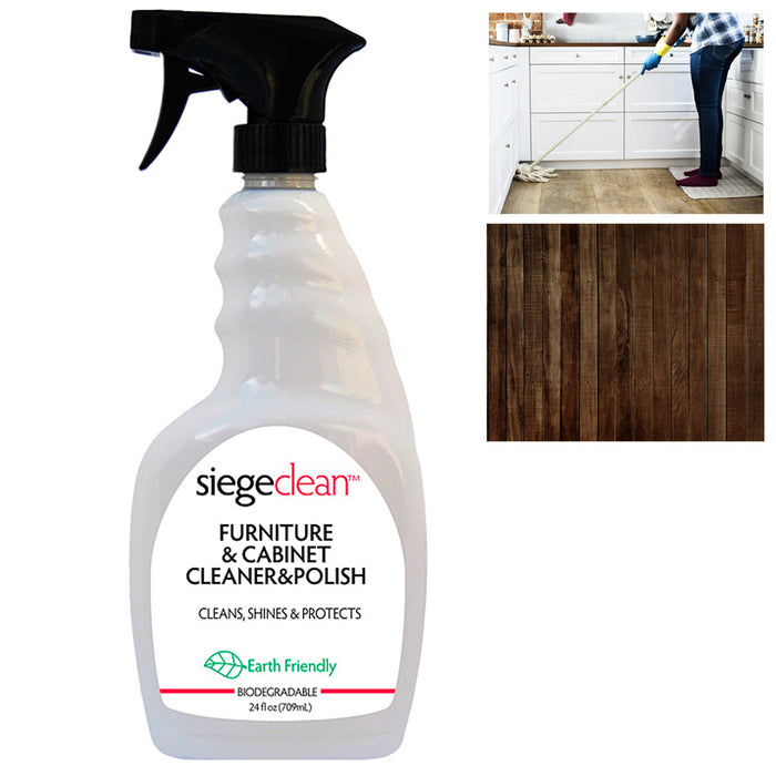 Siege Wood Cleaner Polish Furniture Cabinets Removes Stains Restores Shine 24 oz
