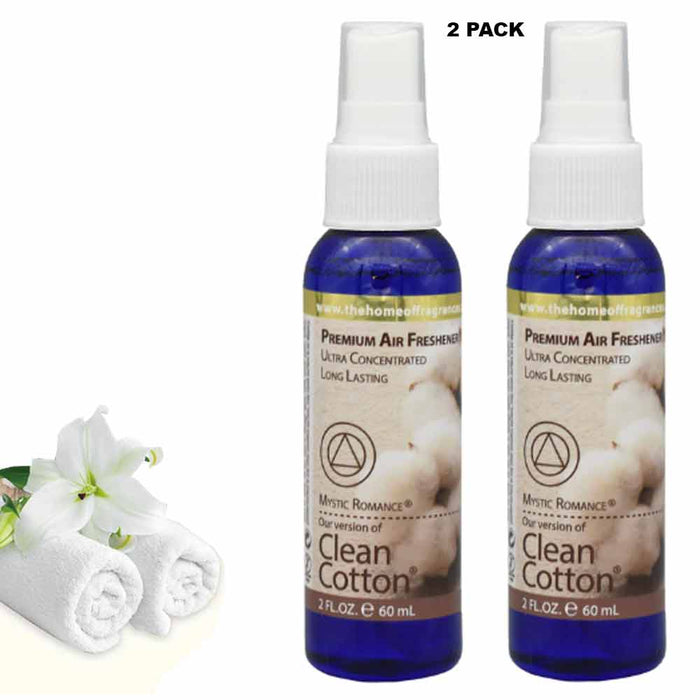 2 Pack Clean Cotton Air Freshener Odor Eliminator Spray Concentrated Car Home