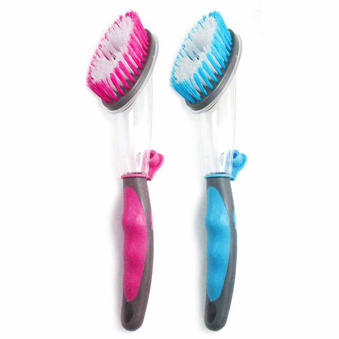 2 Dish Brush with Soap Dispenser Scrubber Kitchen Scrub Pots Pans