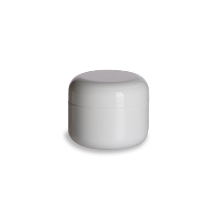 12 White 1.7 Oz Plastic Cosmetic Double Wall Cream Empty Dome Jars Container Cap