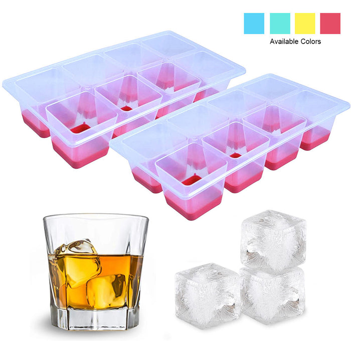 2 Jumbo Silicone Ice Cube Tray Whiskey Large Mold Red Party Bar