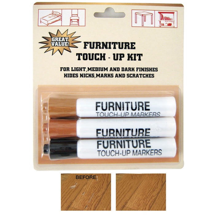 3 Pc Wood Furniture Repair Markers Kit Touch Up Remover Cover-Up Scratches Table