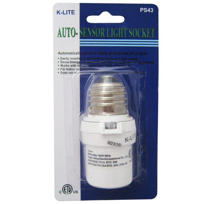 Auto Sensor Dusk Dawn Photocell Light Control Screw In Bulb Socket Adjustable Wt