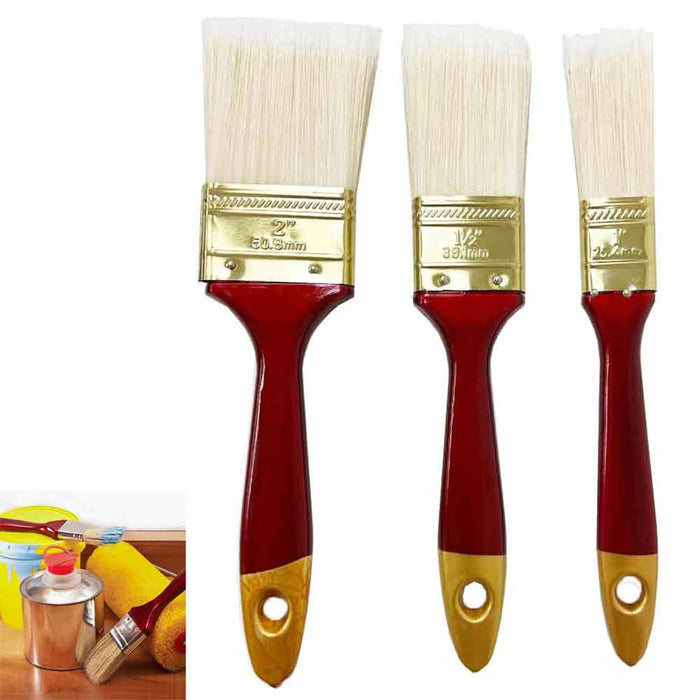 3 PC Paint Brush Set Home Decor Wall Polyester Bristles Multi Use  1" 1-1/2" 2"
