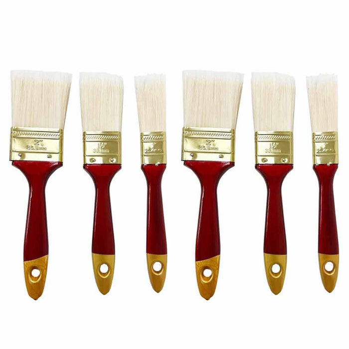 6 PC Paint Brush Set Multi Purpose Painting Brushes Home Decor Wall 1" 1.5" 2"