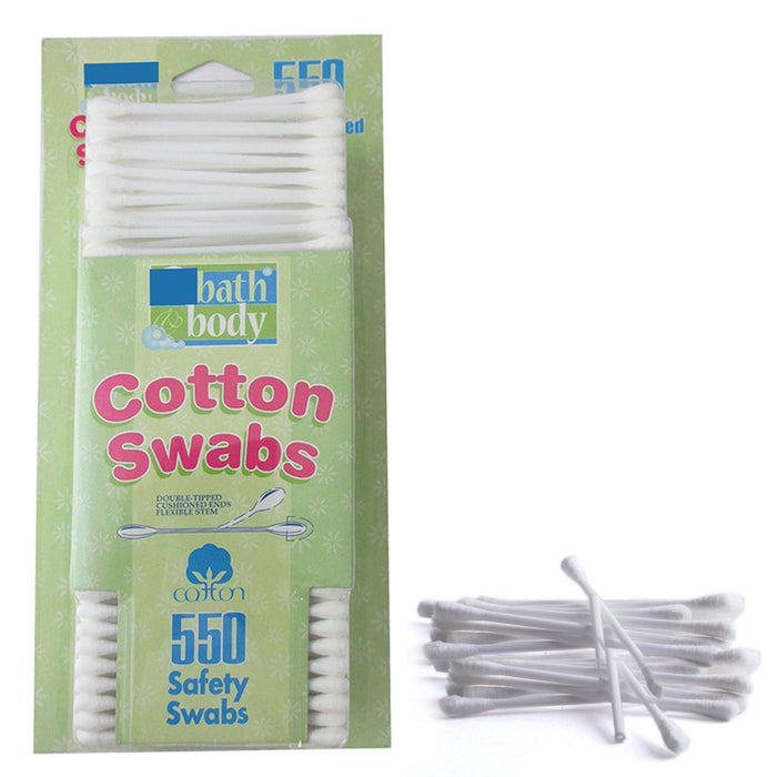 550pc Cotton Swabs Double Tip Disposable Firm Plastic Stick Safe Soft Applicator