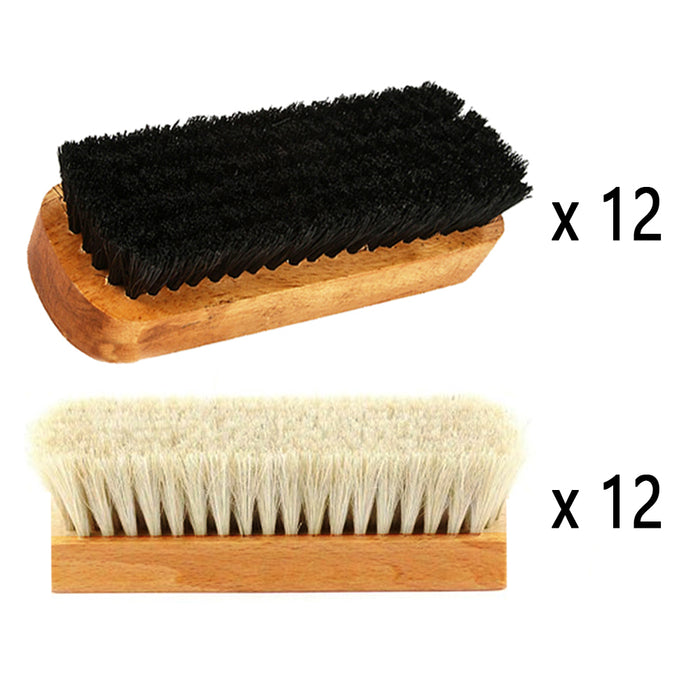 24 Lot Wood Brush Shoe Shine Polish Applicator Buffing Clean Wax Boot Purse Care