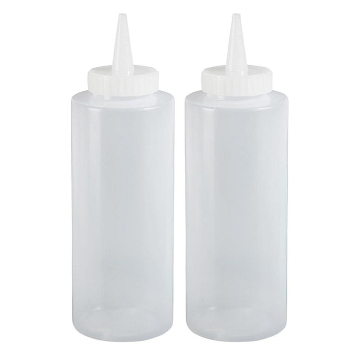 2 Pk Clear Squeeze Bottle Condiment Plastic Dispenser Ketchup Mustard Oil 12.5oz