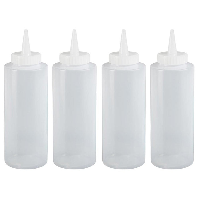 4Pk Squeeze Bottle Condiment Plastic Dispenser Mustard Ketchup Oil Squirt 12.5oz
