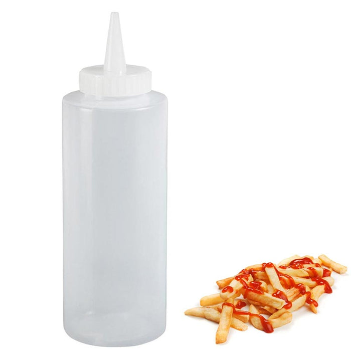 2 Pk Clear Squeeze Bottle Condiment Plastic Dispenser Ketchup Mustard Oil 12.5oz