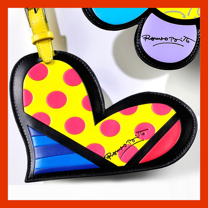 Romero Britto Heart Luggage Tag Name Bag Card Holder Travel Suitcase Baggage New