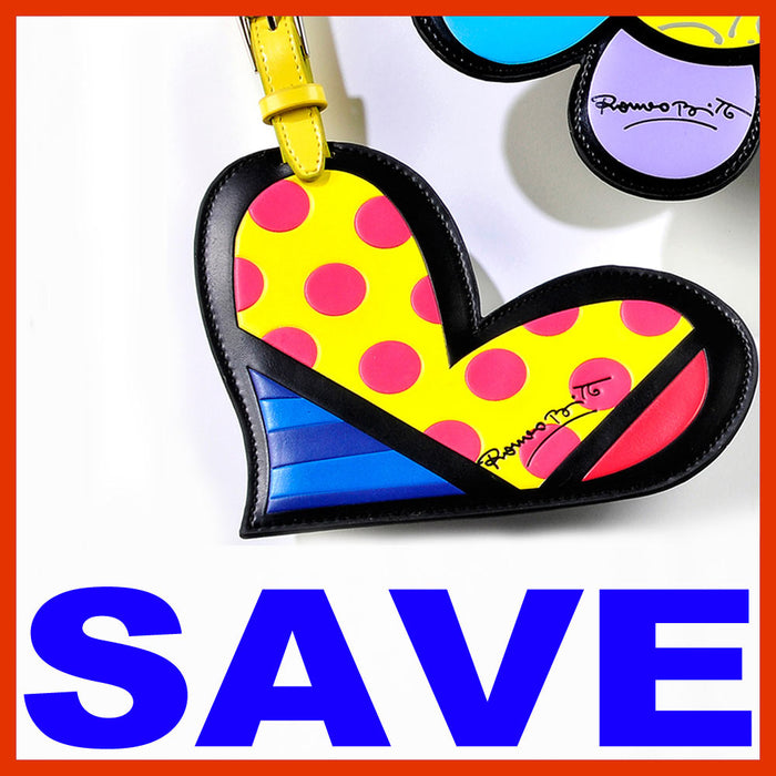 Romero Britto Heart Luggage Tag Name Bag Card Holder Travel Suitcase Baggage New