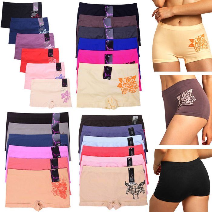 12 Sexy Love Seamless Boyshort Panties Women Underwear Brief Boy Shorts One Size