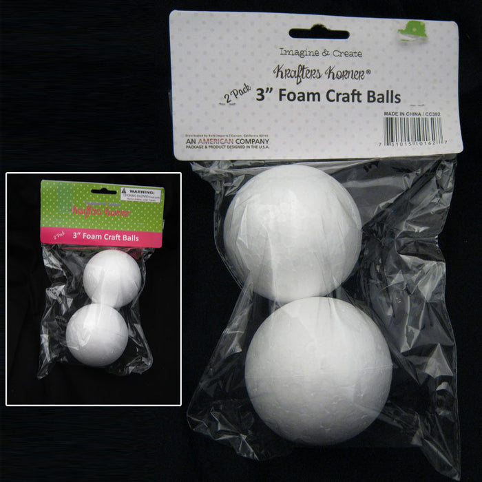 12 Styrofoam Foam Polystyrene Art Crafts Styro White Balls Project 2 2 1/2 3