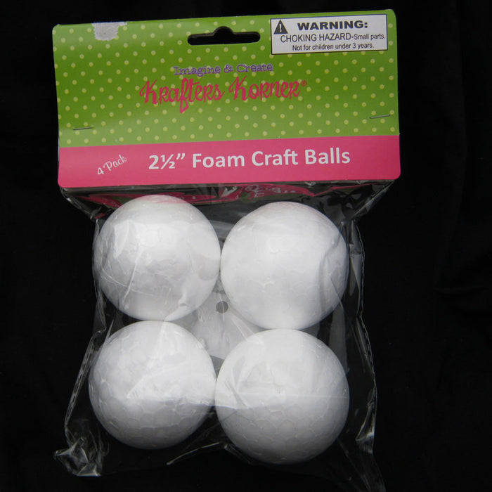 12 Foam Polystyrene Art Crafts White Balls Project  2" 2 1/2" 3"
