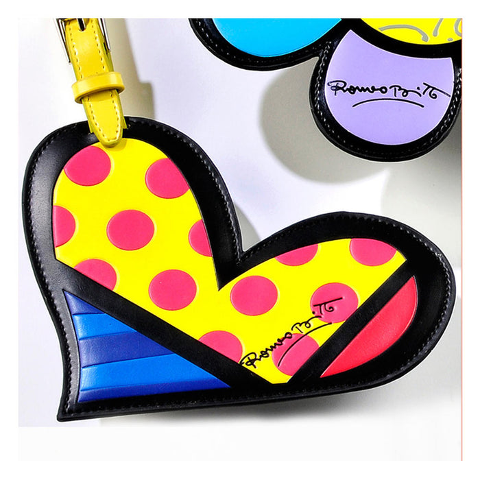 Romero Britto Heart Luggage Tag Name Bag Card Holder Travel Suitcase Baggage New