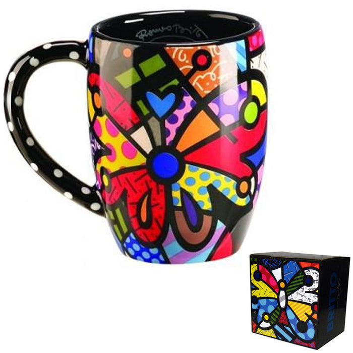Romero Britto Round Butterfly Heart Mug Cup Coffee Drink Tea Ceramic Giftcraft
