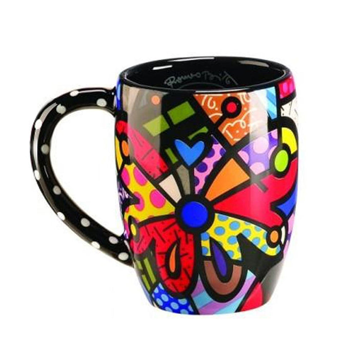 Romero Britto Round Heart or Butterfly Mug Cup Ceramic Authentic Dolomite Travel