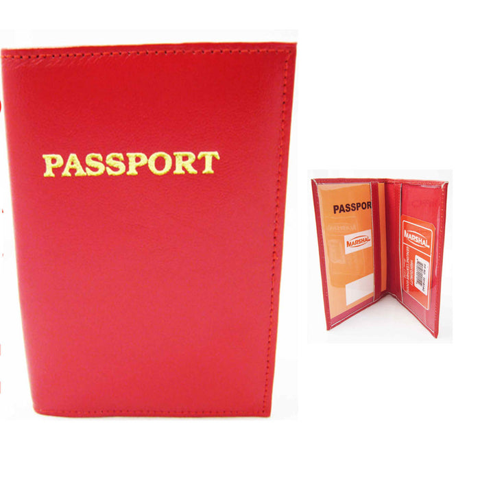 Red Leather Passport Holder RFID Blocking Case Cover Access Reader Id Travel New