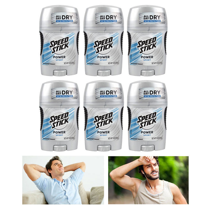 6 Pc Speed Stick Power Sport Deodorant 24 Hour Dry Protection Antiperspirant New