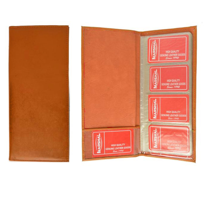 Genuine Leather Business Card Holder Book Organizer Case 160 Tan Orange Office