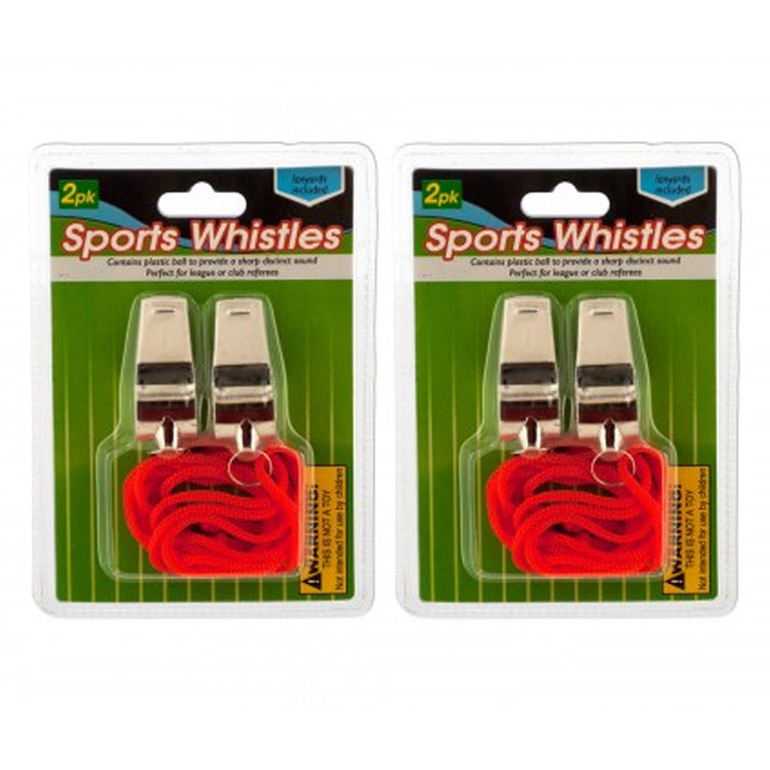 4 Metal Signal Whistle Referee Coach Extra Loud Whistle Survival Safety Sports