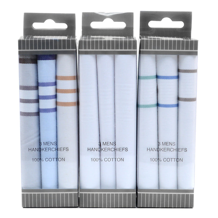 9 Pc Handkerchiefs Vintage Men's 100% Cotton White Party Hanky Hankies Towel