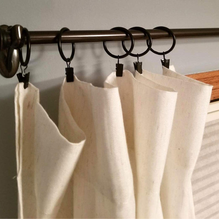 8 Heavy Duty Metal Curtain Rings Pole Rod Voile Curtain Hooks Clips 1.57" Black