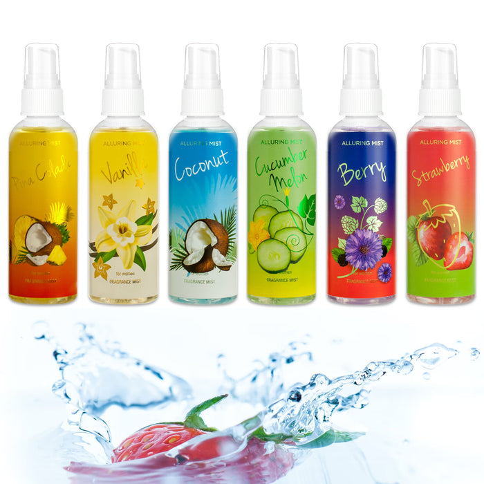 6pc Bath Body Spray Mist Assorted Scents Splash Perfume Fragrance Deodorize 6 oz