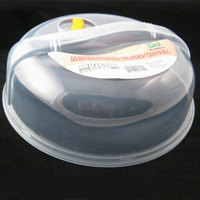 Plastic Microwave Plate Cover Clear Steam Vent Splatter Lid 10 " Food Dish New