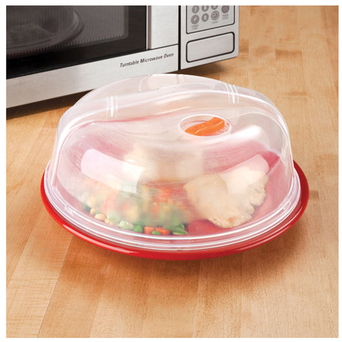 Plastic Microwave Plate Cover Clear Steam Vent Splatter Lid 10.25 Food Dish New
