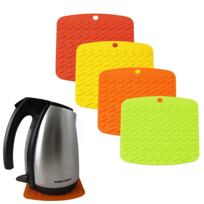 2 Premium Silicone Trivet Mats Hot Pads Heatproof Pot Holder Kitchen Oven Mitts