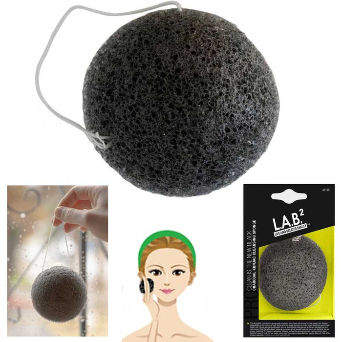 3 Big Cleansing Puff Konjac Bamboo Charcoal Sponge XL Skin Body Exfoliator Scrub