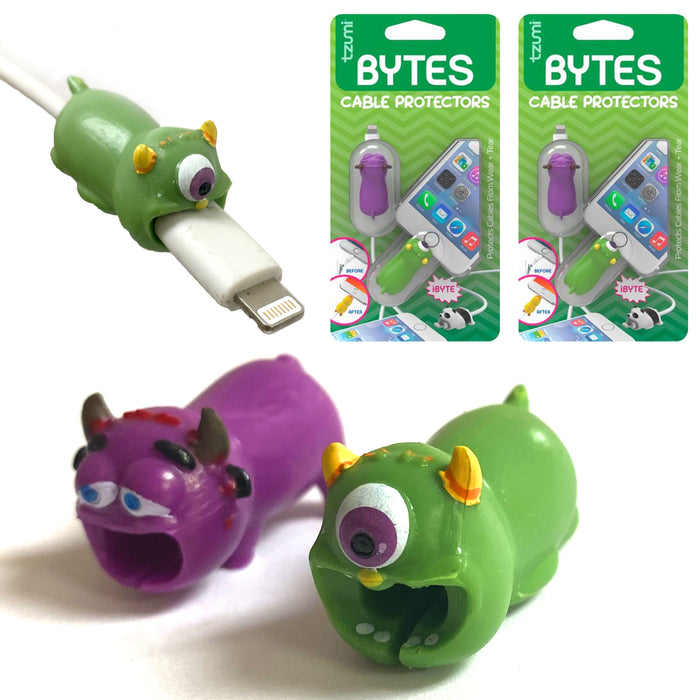 4 Pc Cute Monster Cord Bytes Cable Protector Protective Charging Charger Saver