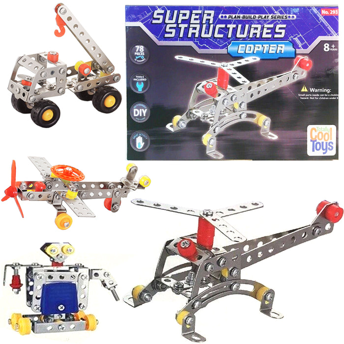 1 DIY Metal Model Kit Helicopter Plane Truck Mechanical Build Structure Toy Gift