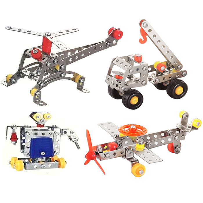 2 Mechanical DIY Metal Model Kit Structure Helicopter Plane Truck Build Gift Toy