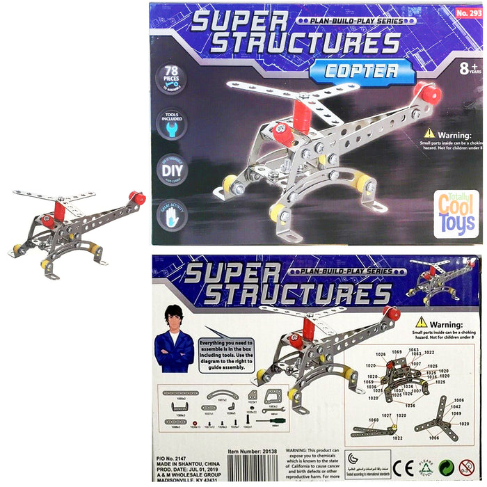 2 Mechanical DIY Metal Model Kit Structure Helicopter Plane Truck Build Gift Toy