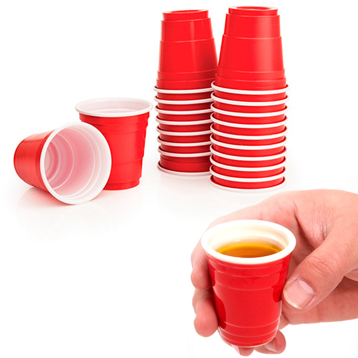 120 Ct Mini Red Cups 2oz Plastic Disposable Shot Glasses Wine Bar Shooter