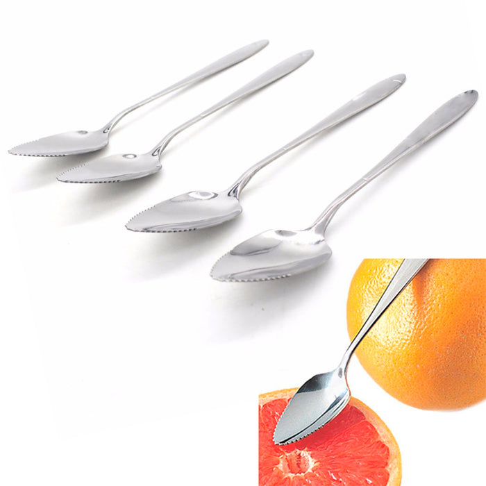 12 Lot Grapefruit Long Spoon Thick Stainless Steel Serrated Edge Citrus Fruits
