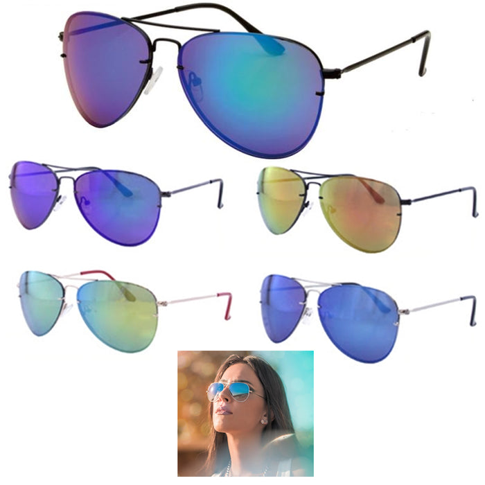 1 Womens Sunglasses Fashion Unicorn Rainbow Lenses Pilot Vintage Retro Glasses