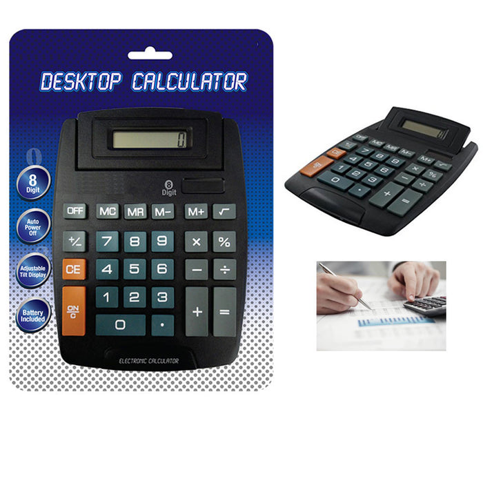 Large Jumbo Calculator Big Button 8-Digit Desktop Math Display Solar Battery New