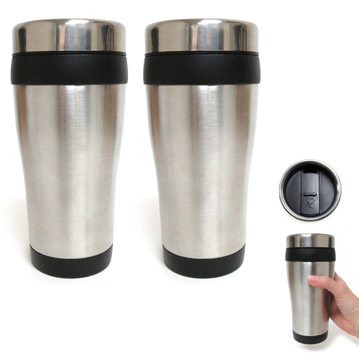2 Pack Insulated Coffee Travel Mug Stainless Steel Double Wall 16oz Cup Tumbler